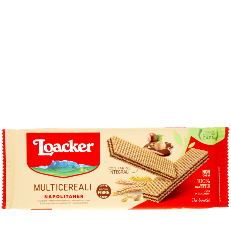 Loacker Multicereali Napolitaner Wafer Integrali con crema alle Nocciole 175g