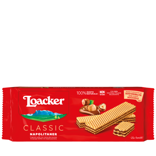 Loacker Classic Napolitaner Wafer con crema alle Nocciole 100% Italiane 175g