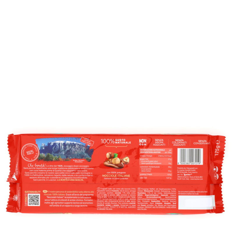 Loacker Classic Napolitaner Wafer con crema alle Nocciole 100% Italiane 175g