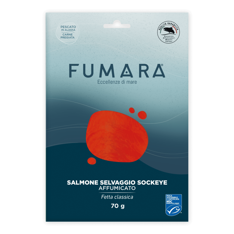 Salmone Selvaggio Sockeye d’Alaska Affumicato 70g