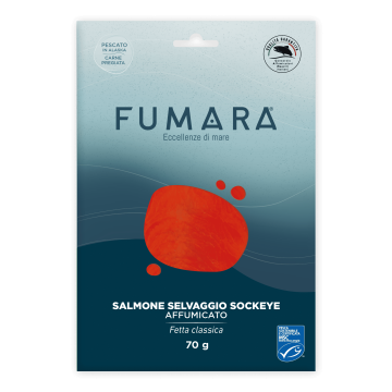 Salmone Selvaggio Sockeye d’Alaska Affumicato 70g