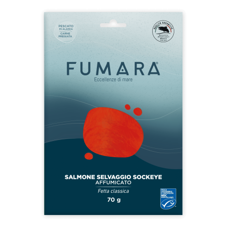 Salmone Selvaggio Sockeye d’Alaska Affumicato 70g