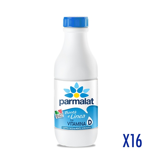 Parmalat Latte Bontà e Linea Parzialmente Scremato 1000 ml 16 bottiglie Box