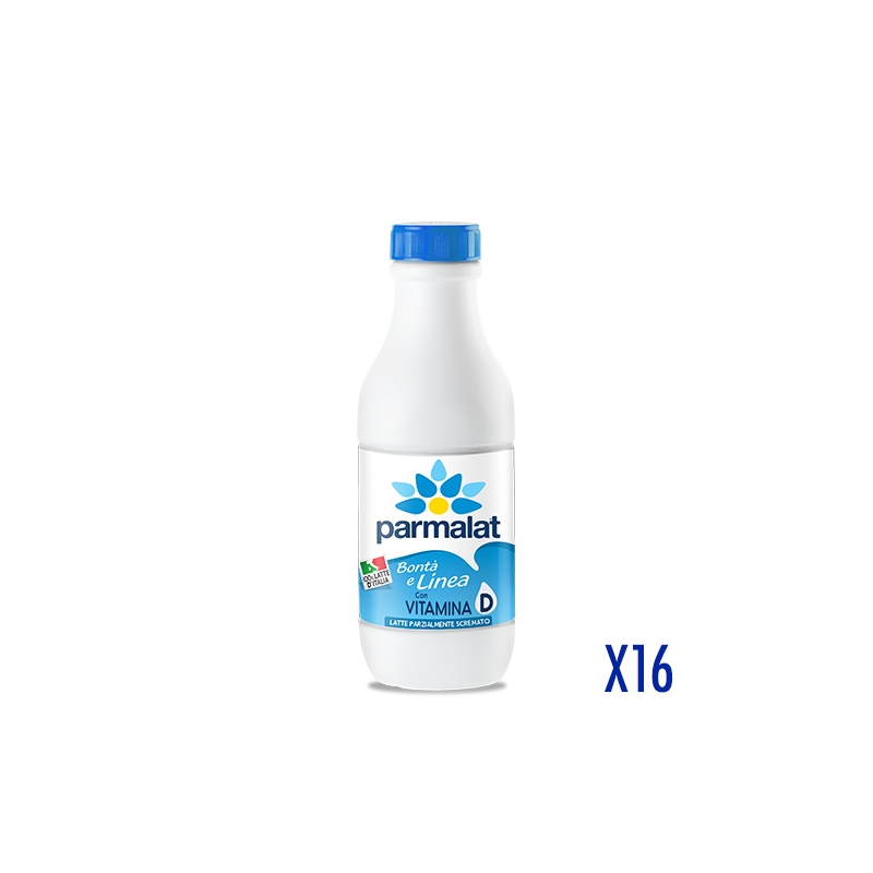 Parmalat Latte Bontà e Linea Parzialmente Scremato 1000 ml 16 bottiglie Box