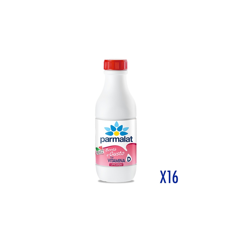 Parmalat Latte Bontà e Gusto Latte Intero con Vitamina D 1000ml 16 bottiglie Box