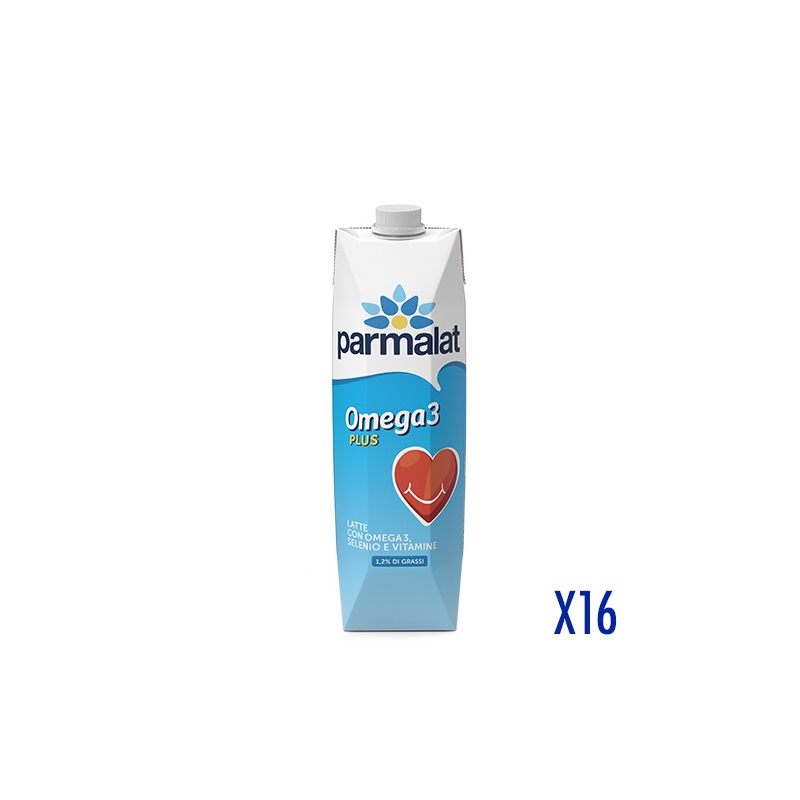 Parmalat Latte Omega 3 Plus con Selenio e Vitamine 1000 ml 16 bottiglie Box