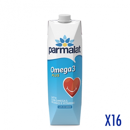 Parmalat Latte Omega 3 Plus con Selenio e Vitamine 1000 ml 16 bottiglie Box